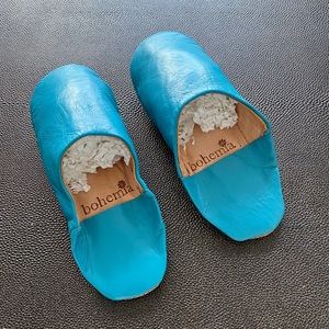 Bohemia, 100% leather, turquoise, mules, sleepers, size 36